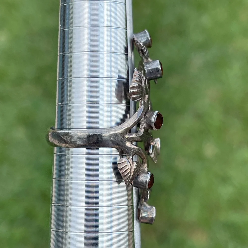 Garnet Forest 925 Silver-Plated Cocktail Ring Size 7.25 - Picture 3 of 11